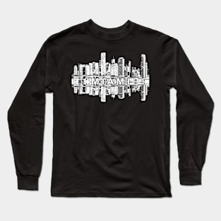 Miami skyline in black and white Long Sleeve T-Shirt